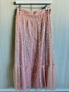 Lulu's Blush Pink Sequin Maxi Skirt Sz M